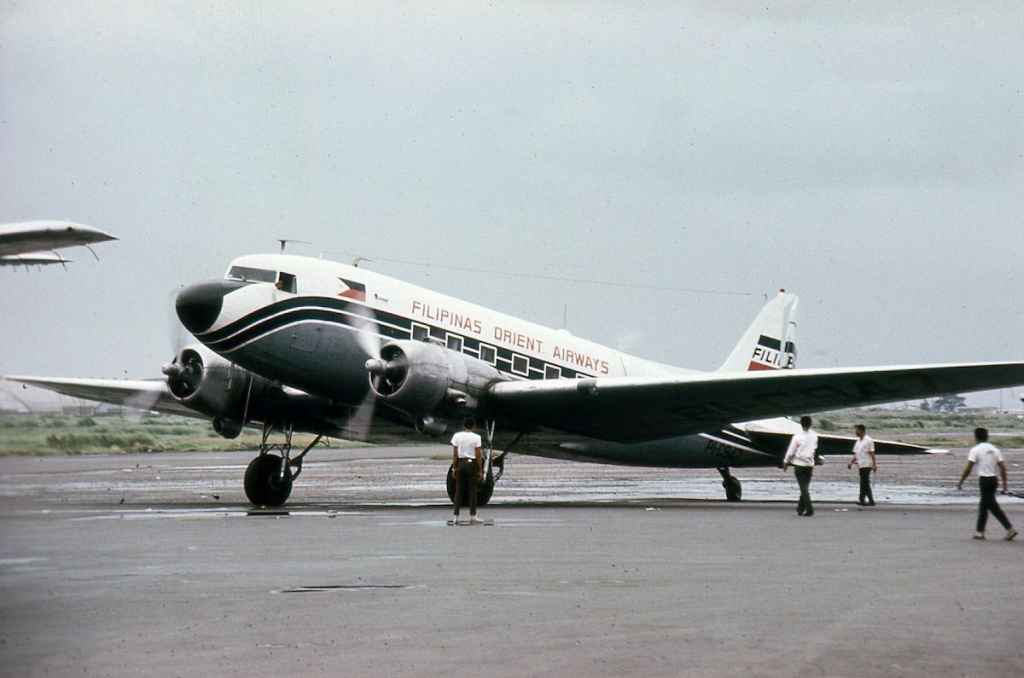 Filipinas Orient Airways DC-3 C-47 PI-C947 at Manila circa 1968.
