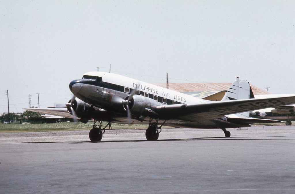 Philippine Airlines Douglas DC-3 C-47 PI-C128 at Manila circa 1967.