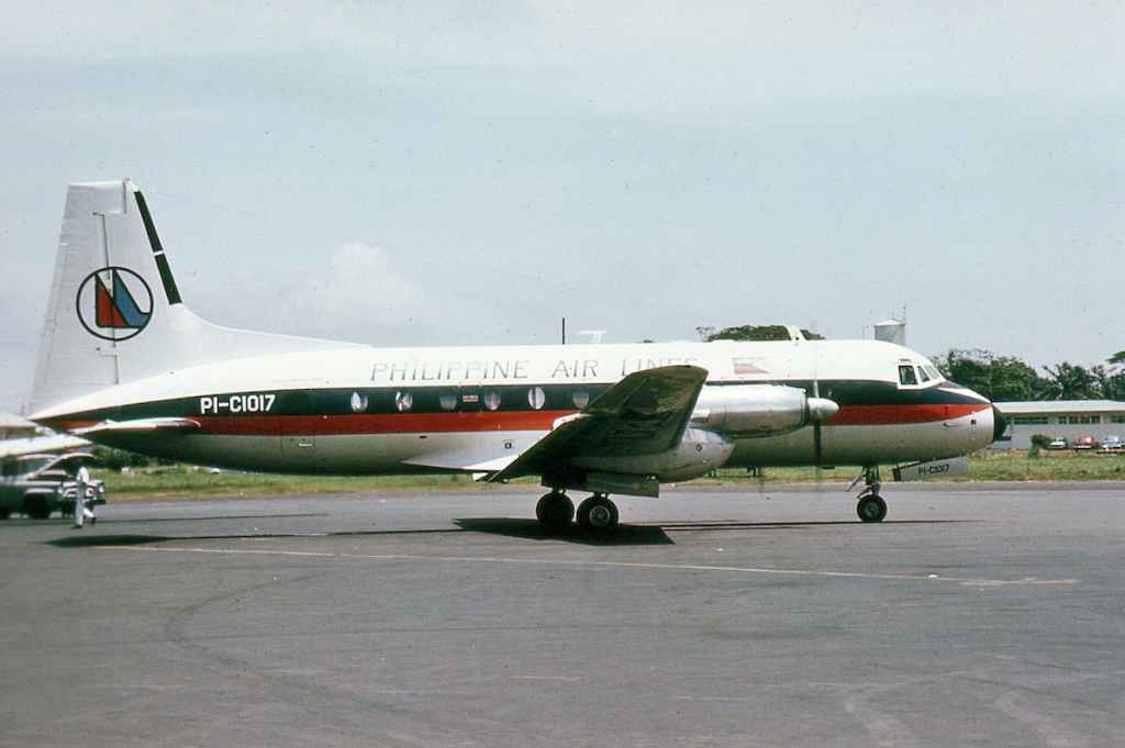 Philippine Air Lines HS748 PI-C1017 at Manila circa 1968.