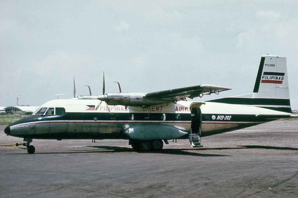 Filipinas Orient Airways Nord 262 PI-C966 at Manila circa 1968.