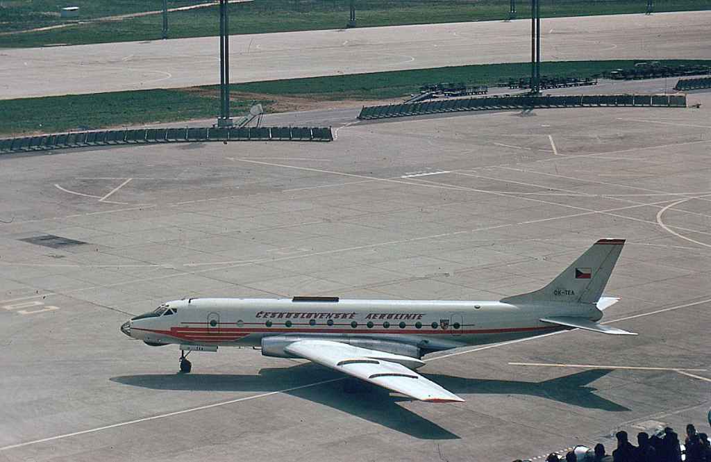 CSA Ceskoslovenske Airlines Tupolev Tu-104 OK-TEA at Paris Orly circa late 1960s.