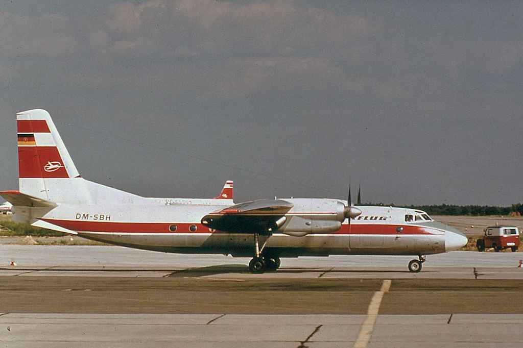 Interflug AN-24 DM-SBH at Berlin Schonefeld Airport May 1973.