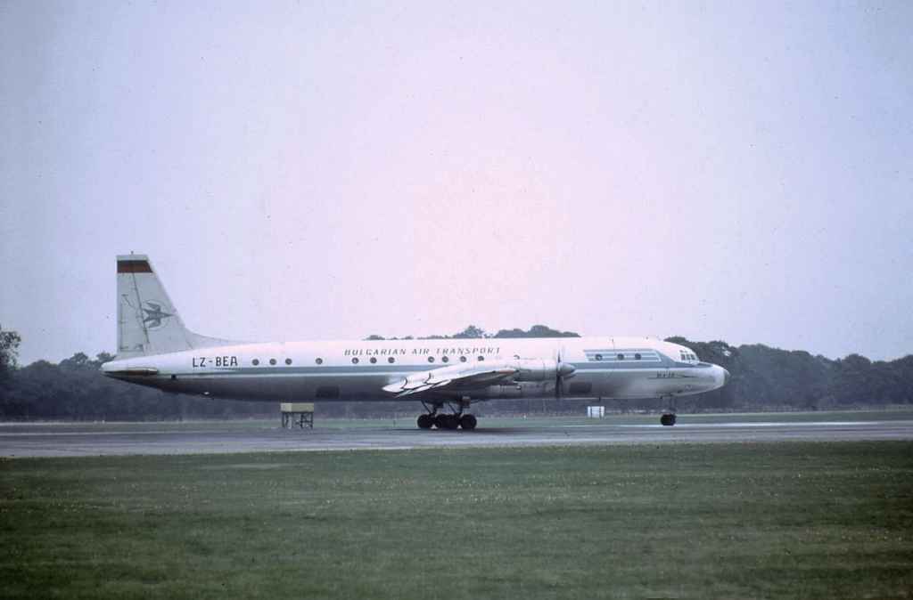 Bulgarian Air Transport IL-18 LZ-BEA at London Heathrow airport May 1973.