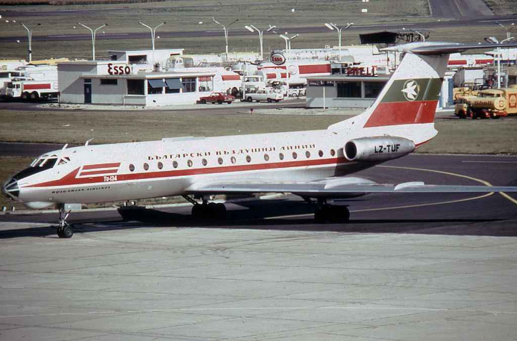 Balkan Bulgarian Airlines Tupolev Tu-134 LZ-TUF at Paris Orly circa early 1970s.