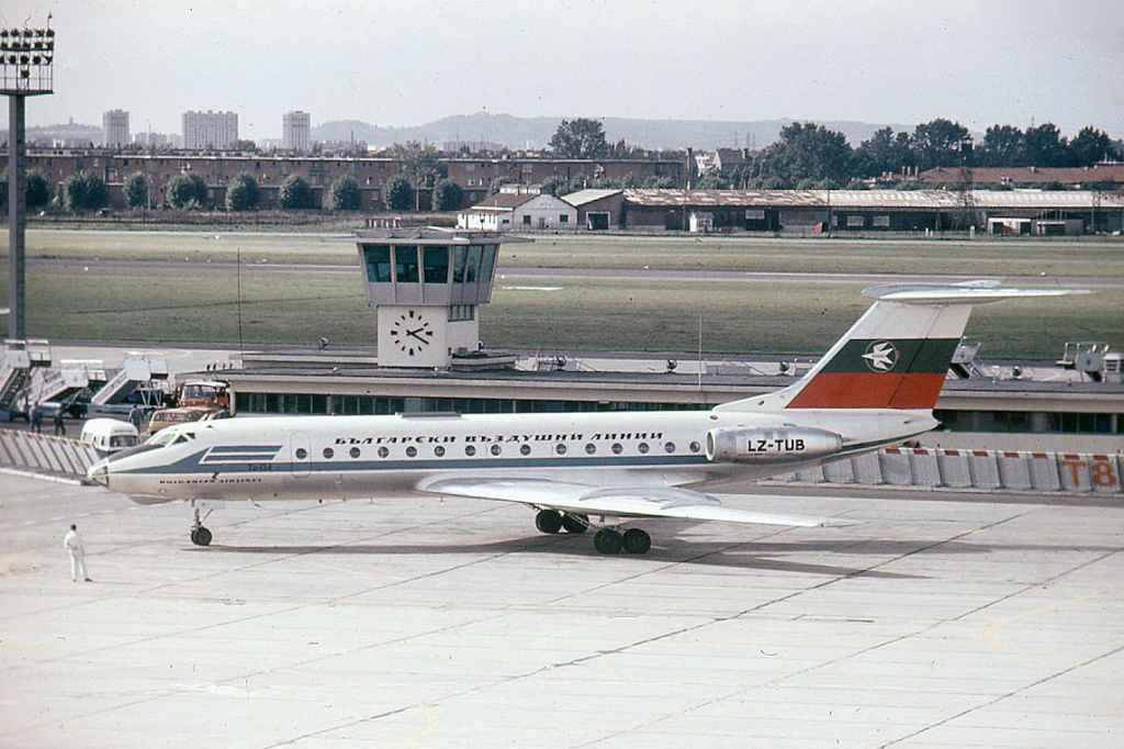 Balkan Bulgarian Airlines Tupolev Tu-134 LZ-TUB at Paris Orly airport circa early 1970s.