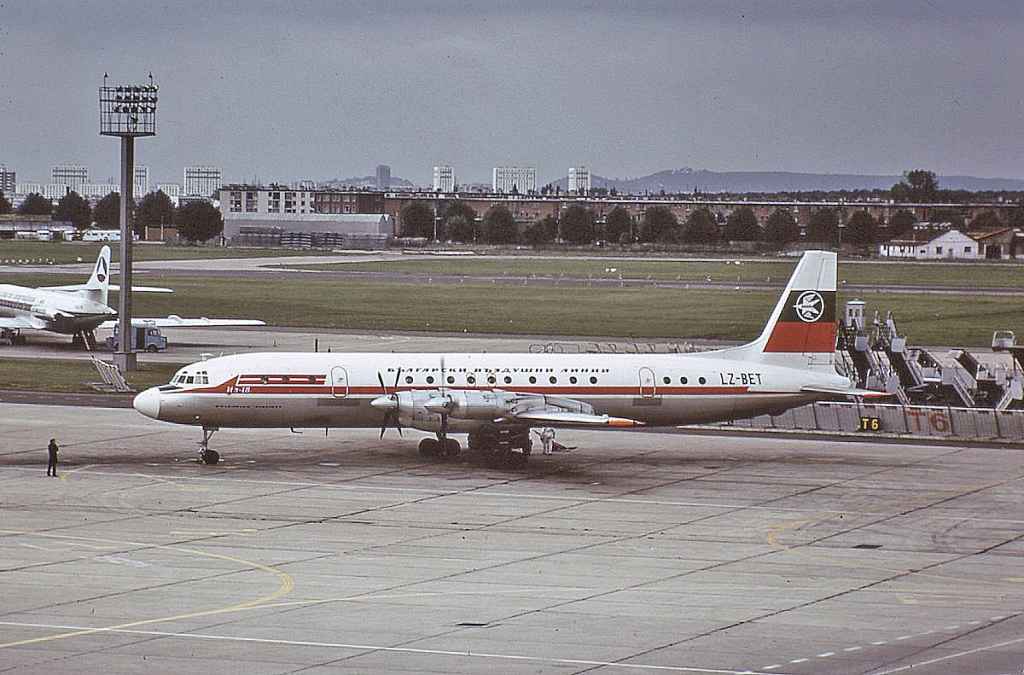 Balkan Bulgarian Air Lines IL-18 LZ-BET at Paris Orly airport circa early 1970s.
