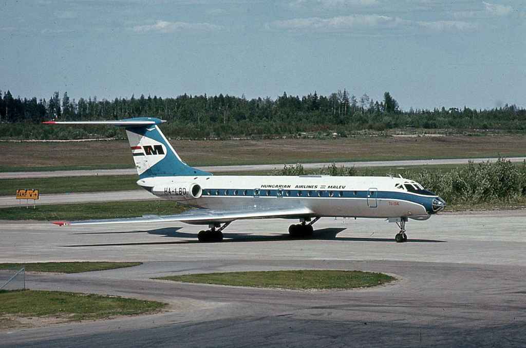 Malev Hungarian Airlines Tu-134 HA-LBD possibly at Copenhagen circa mid 1970s.