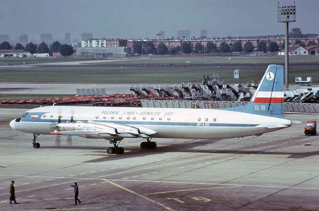 Polskie Linie Lotnicze - LOT Polish Airlines IL-18 SP-LSD at Paris Orly airport May 1973.