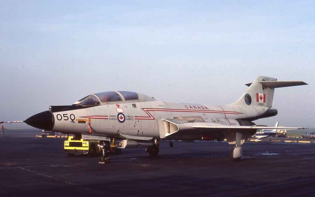 Canadian Armed Forces CF101 Voodoo 101050 of 409 Squadron on the Jens ramp (Shell FBO) at YVR in November of 1983. (Andrew Brattkus slide)