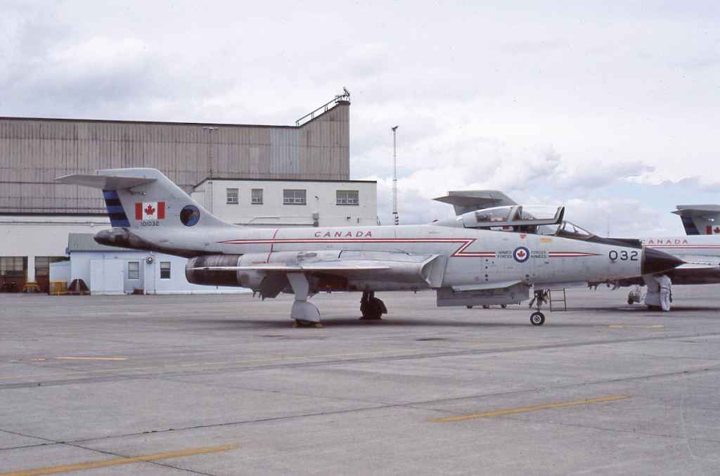 Canadian Armed Forces CF101 Voodoo 101032 of 409 Squadron on the apron at CFB Comox on June 28, 1984. (Henry Tenby slide)