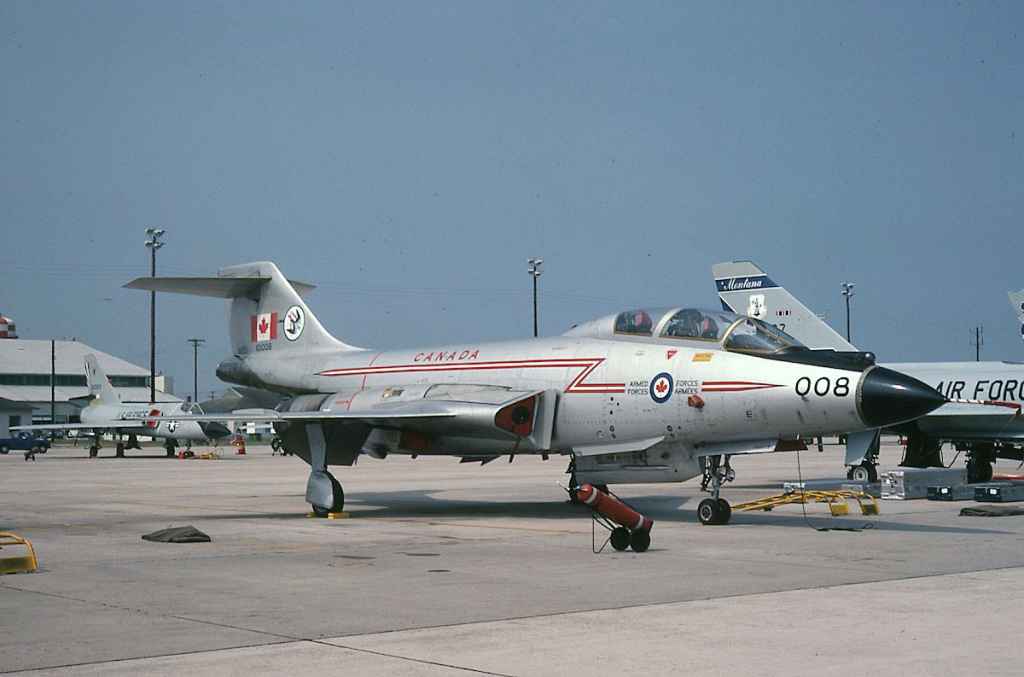 In the bare metal scheme! Canadian Armed Forces CF101 Voodoo 101008 somewhere in the US taken on September 21, 1978. (Ray Leader slide)