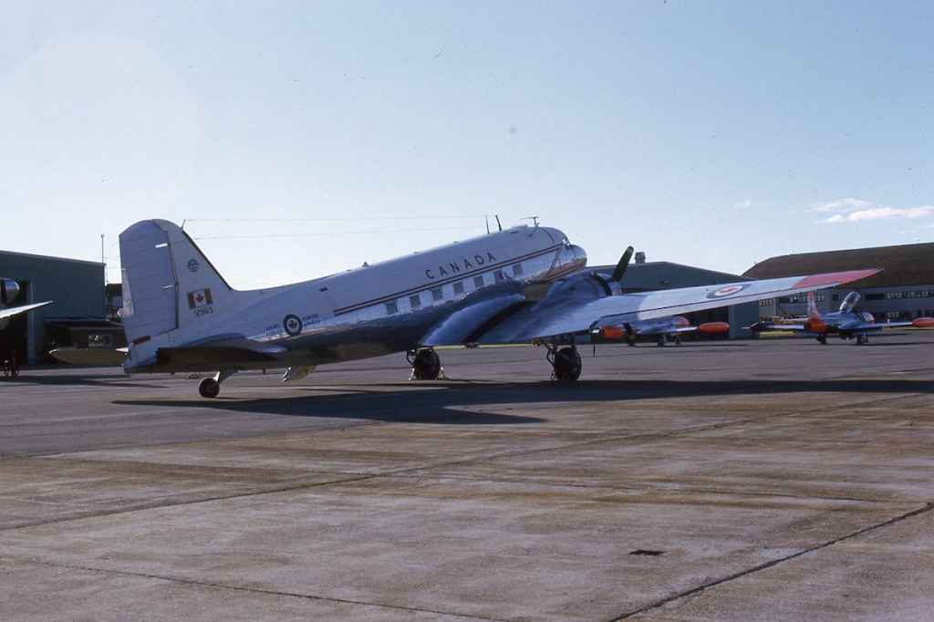 Canadian Armed Forces C-47 Dakota 12965 at CFB Shearwater in September of 1973.