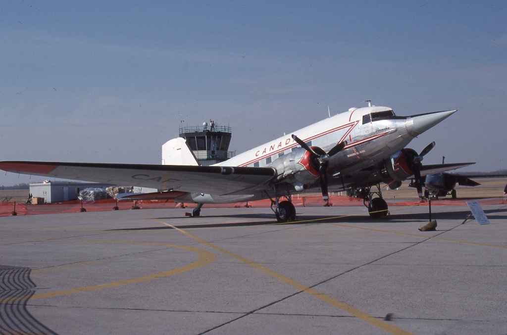 Canadian Armed Forces C-47 Dakota 12959 at CFB Cold Lake in May of 1989.