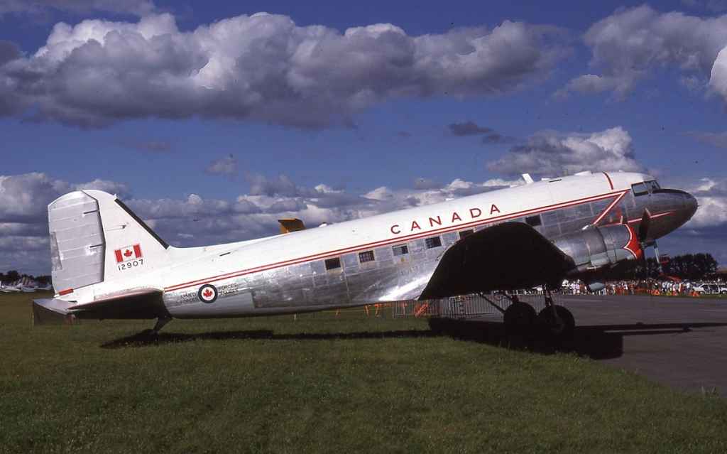 Canadian Armed Forces C-47 Dakota 12907 at an airshow in Eastern Canada in August of 1988.