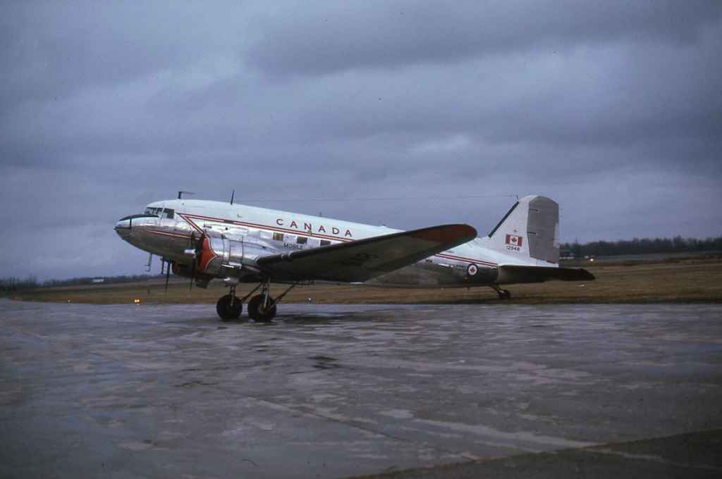 Canadian Armed Forces Mobile Command C-47 Dakota 12948 at London, Ontario in November of 1973.