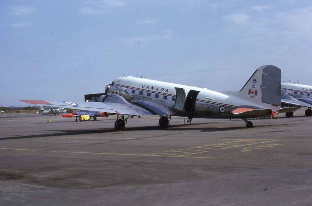 Canadian Armed Forces Maritime Command C-47 Dakota 12916 VU32 at CFB Shearwater in September of 1973.