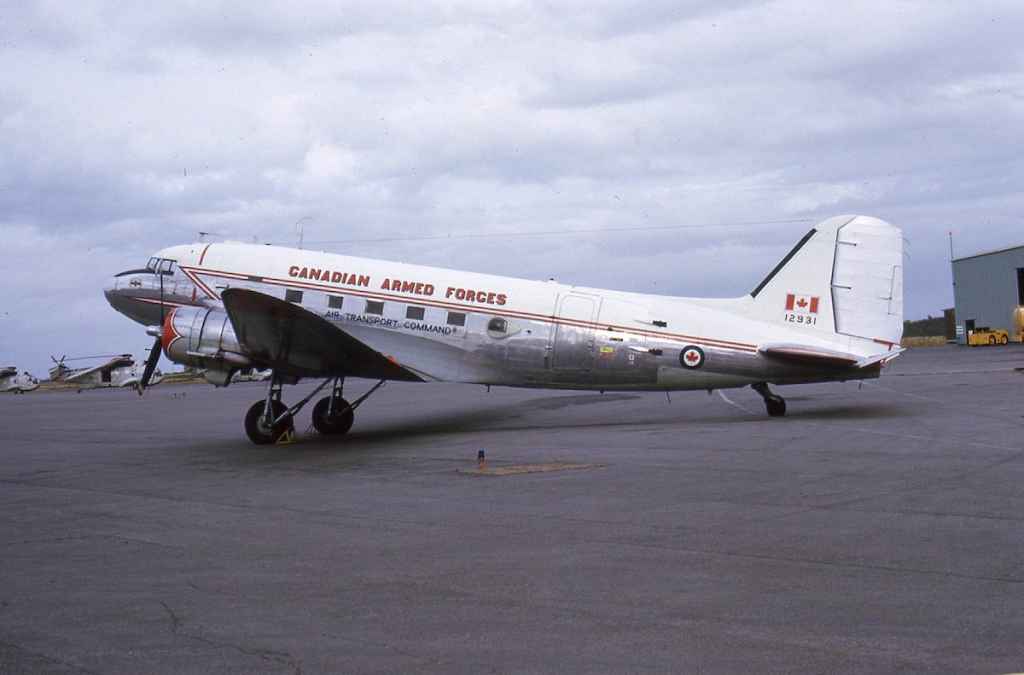 Canadian Armed Forces Air Transport Command C-47 Dakota 12931 at CFB Shearwater in September of 1973.