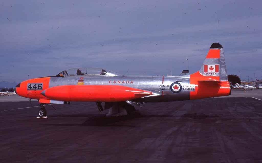 Canadian Armed Forces CT-33 133446 at Vancouver July 1985. (Henry Tenby slide)