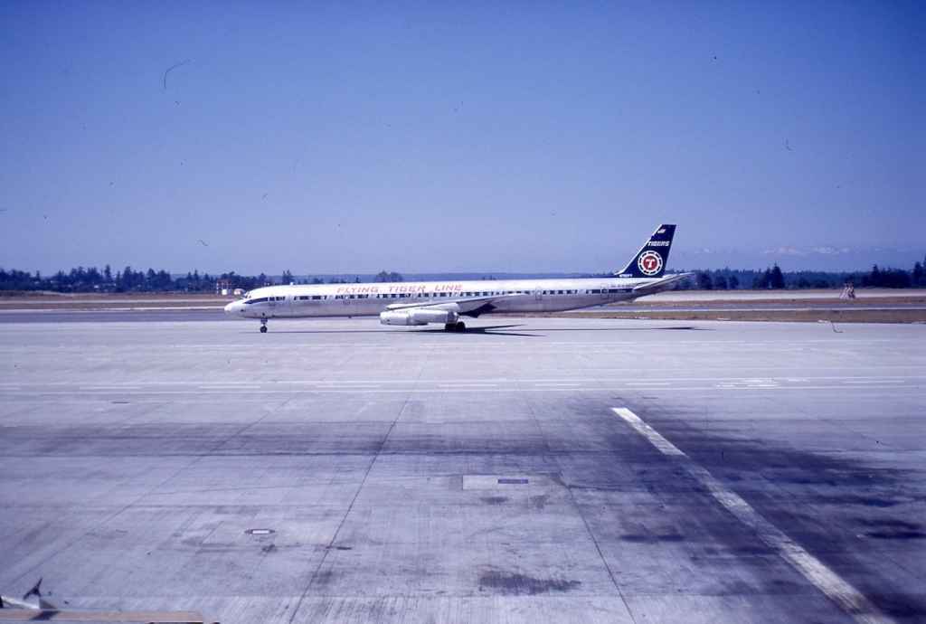 Flying Tiger Line DC-8-63 N780FT at Seattle in July 1972. (Dr. John Blatherwick slide)
