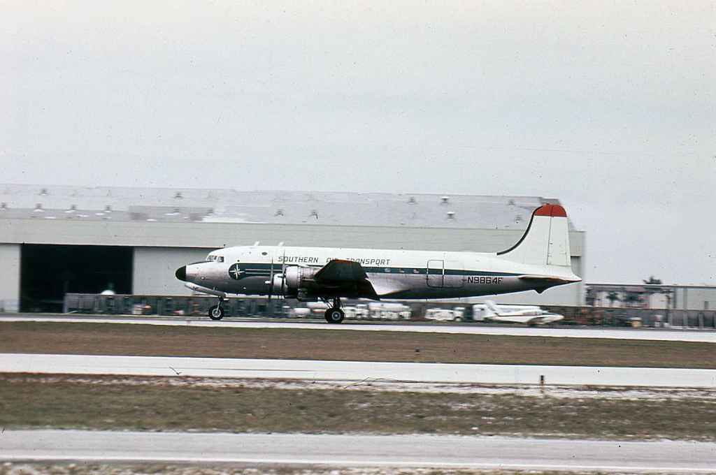 Southern Air Transport C-54 DC-4 N9864 at Miami circa 1972.