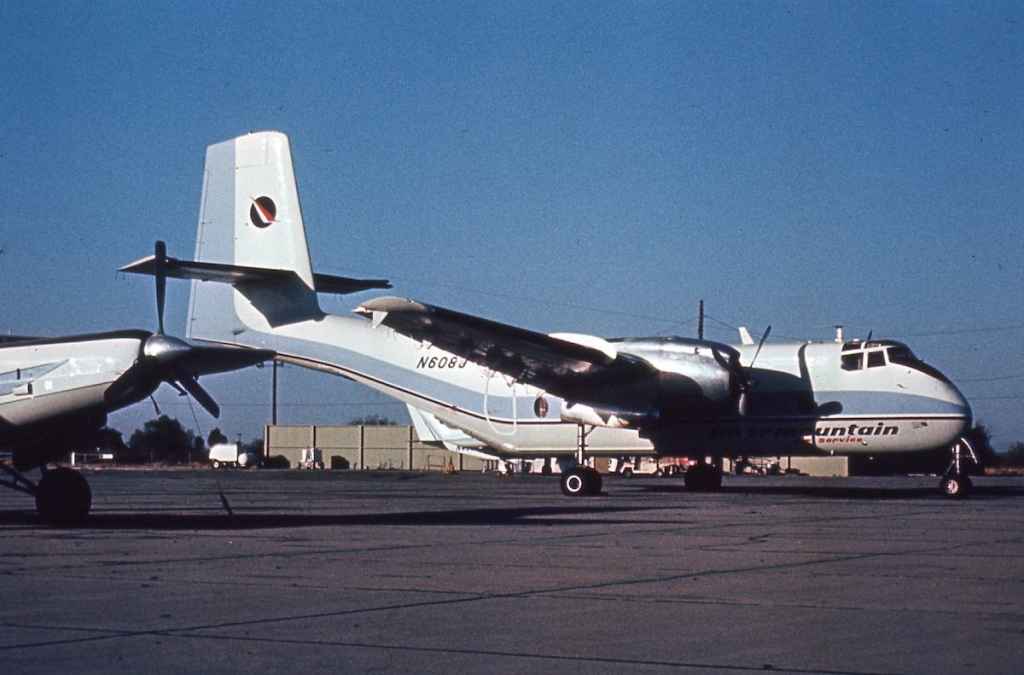 Intermountain DHC-4 Caribou N608J at Marana circa early 1970s.
