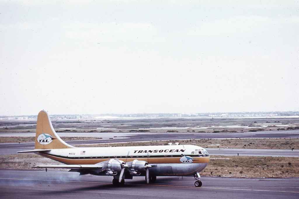 Transocean Boeing 377 Stratocruiser N403Q at New York Idlewild circa late 1950s.