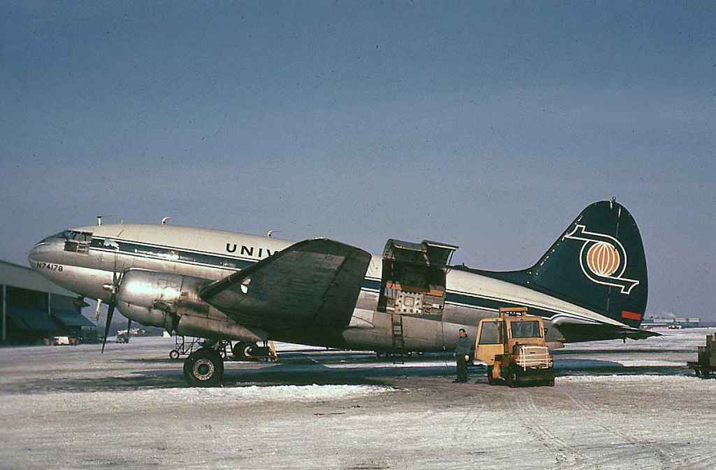 Universal Airlines C-46 N74178 circa 1960s, possibly at Ypsilanti.