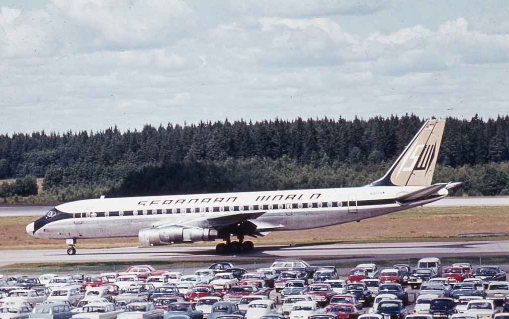 Seaboard World Airlines DC-8-50 N802SW at Copenhagen circa late 1960s.