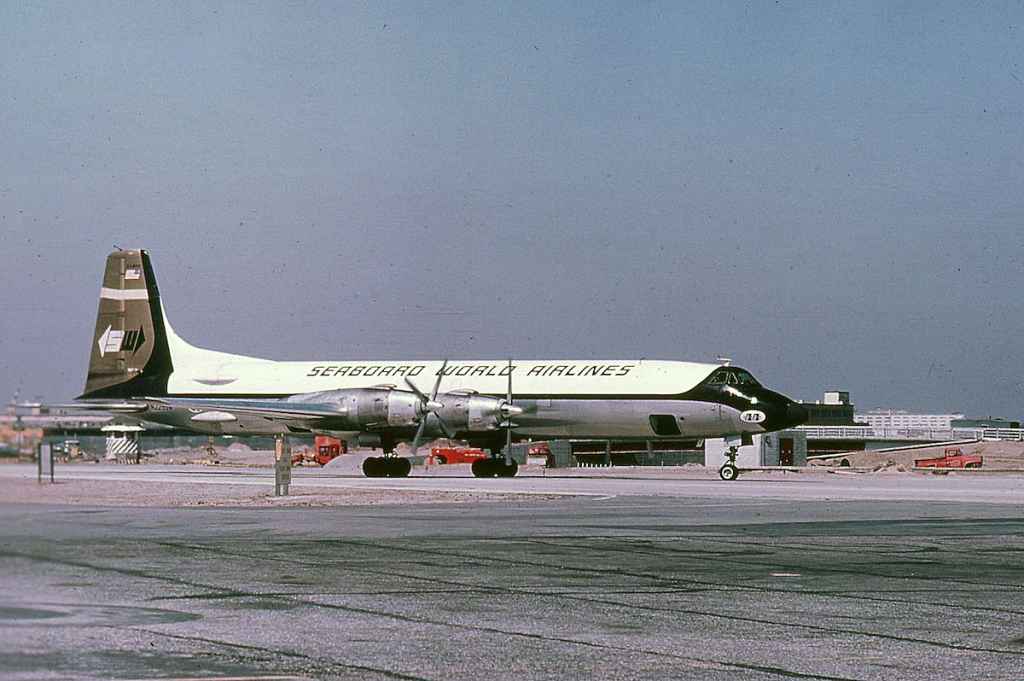 Seaboard World Airlines Canadair Cl-44 N2253W circa mid 1960s.