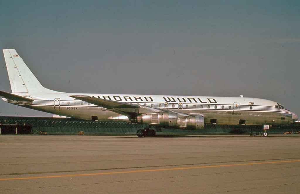 Seaboard World DC-8-55 N806SW circa 1972 in Aviogenex colours.