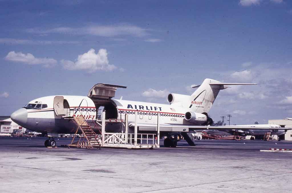 Airlift International 727-100 N725AL at Miami circa late 1960s.