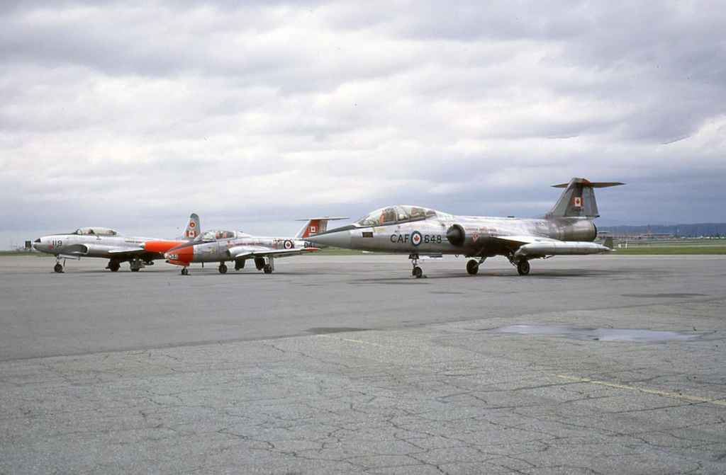 Canadian Armed Forces CF104 Starfighter 104848 at Vancouver May 1971.