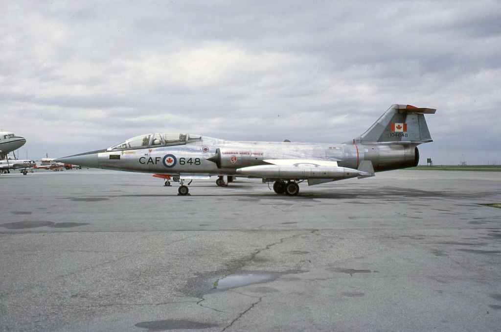 Canadian Armed Forces CF104 Starfighter 104648 at Vancouver May 1971.