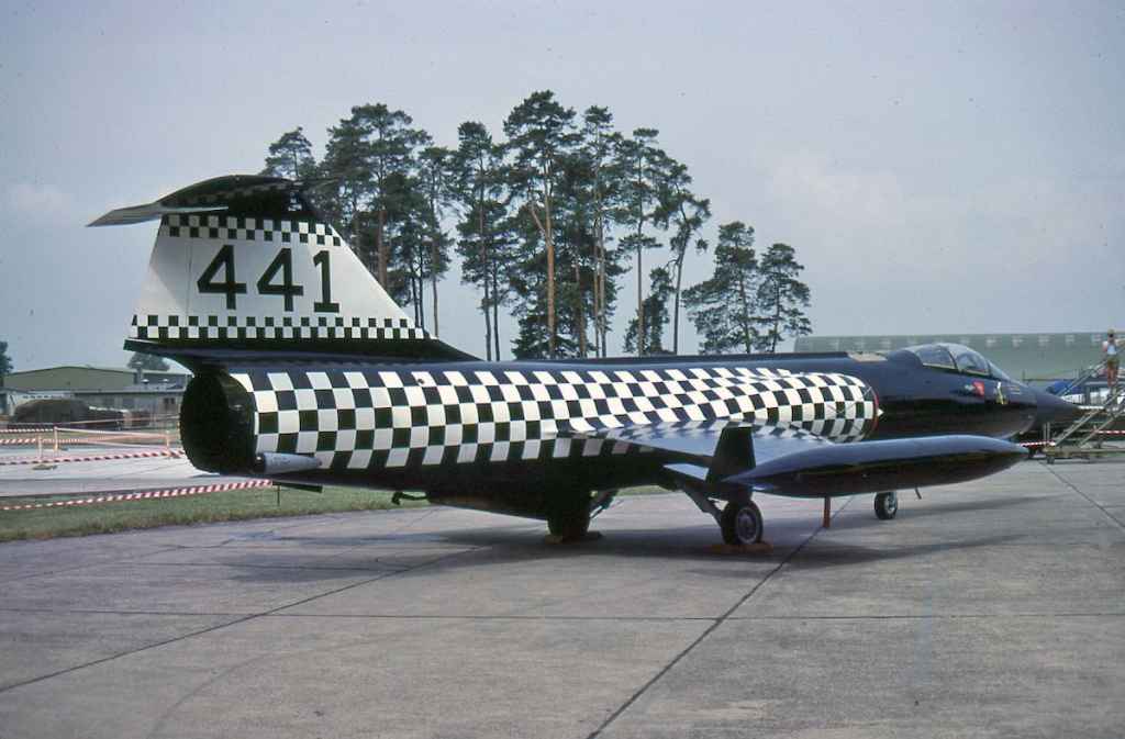 Canadian Armed Forces CF104 Starfighter 104880 special scheme for 441 Squadron taken at an airshow open day in Europe circa 1984.