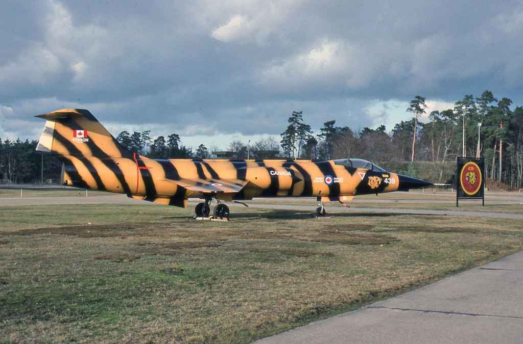 Canadian Armed Forces CF104 Starfighter 104706 in 439 Tiger Squadron markings at Baden-Soellingen November 1992.