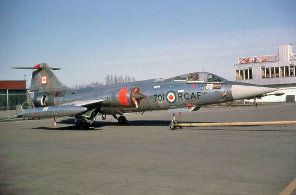 RCAF CF104 Starfighter 12701 taken at an unknown location in the 1960s.