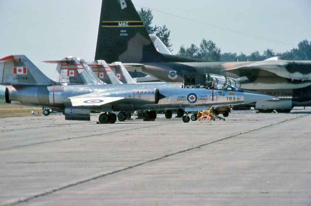 Canadian Armed Forces CF104 Starfighter 104783 at the Abbotsford Airshow August 1975.