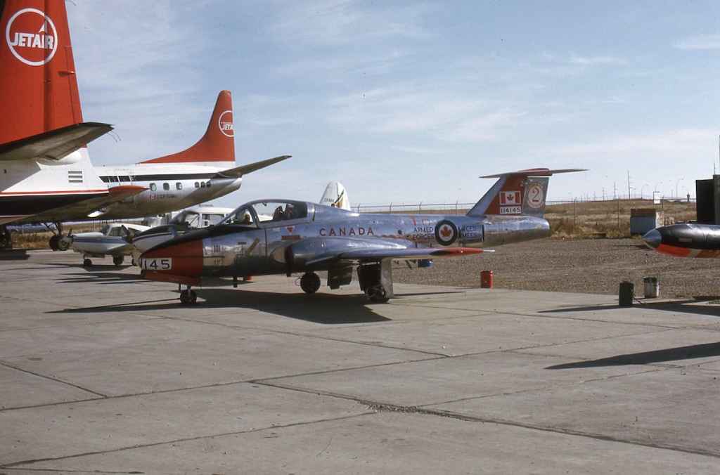 Canadian Armed Forces Canadair CL-41 Tutor 114145 at Calgary October 1973.