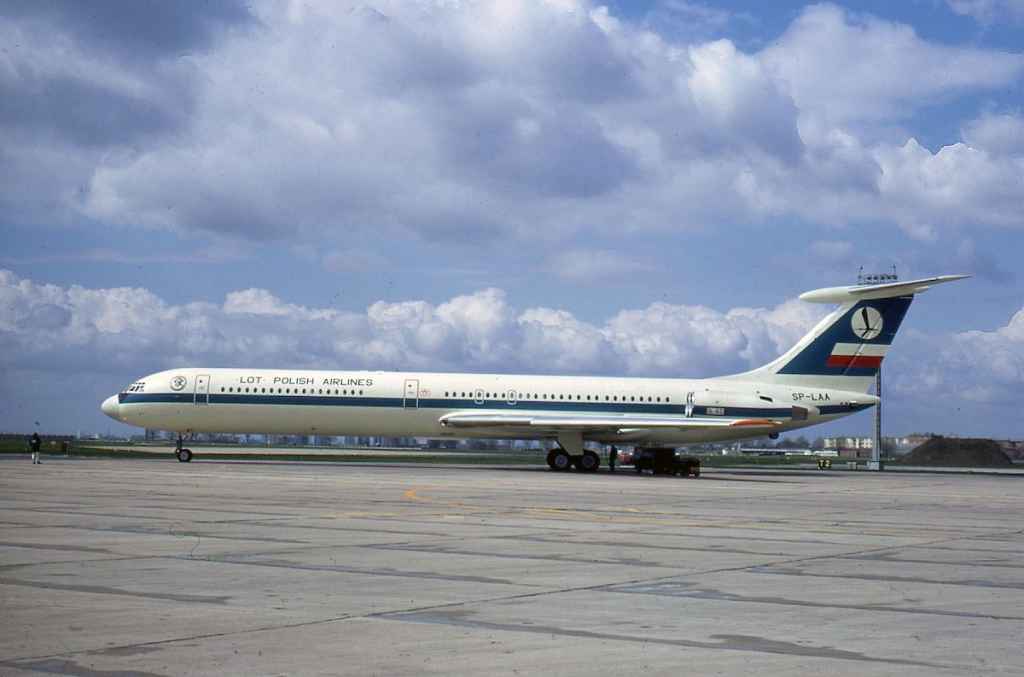LOT Polish IL-62 SP-LAA at London Heathrow circa early 1970s.