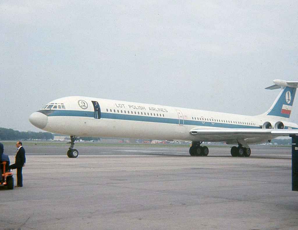 LOT Polish IL-62 SP-LAB at London Heathrow circa early 1970s.