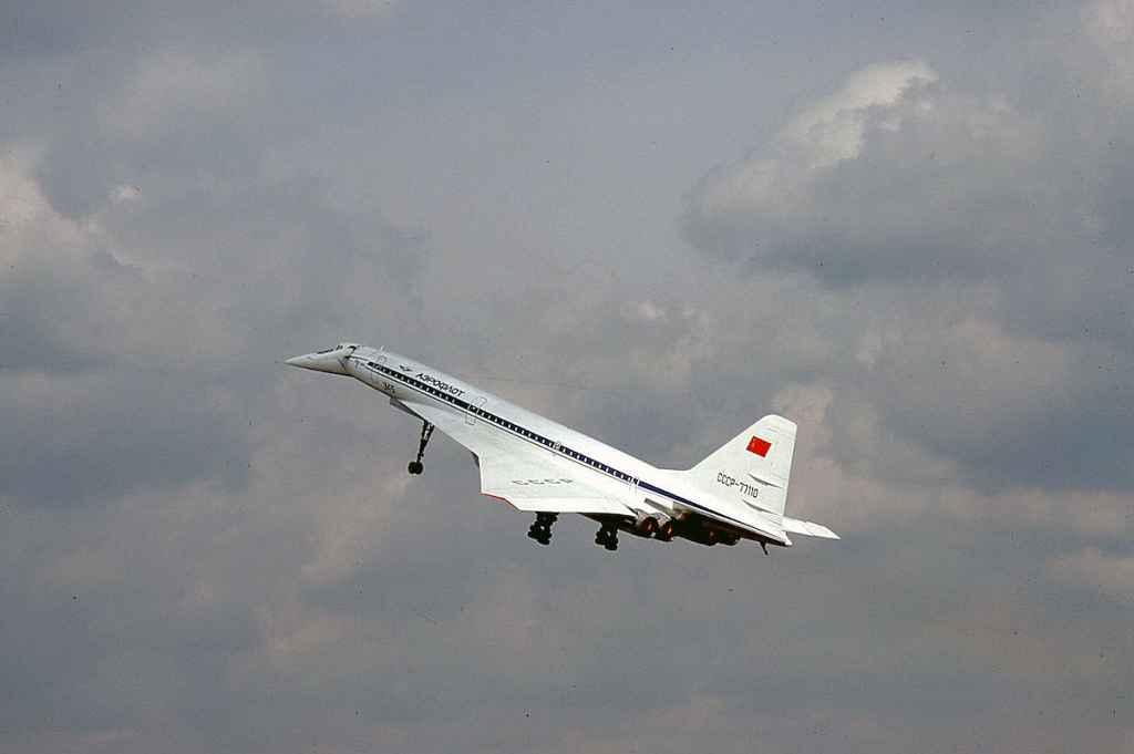 Aeroflot Tu-144 CCCP-77110 being displayed at the 1977 Paris airshow.