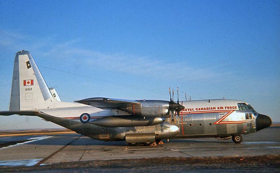 RCAF Royal Canadian Air Force C130 Hercules 10322 at CFB Edmonton circa 1967.