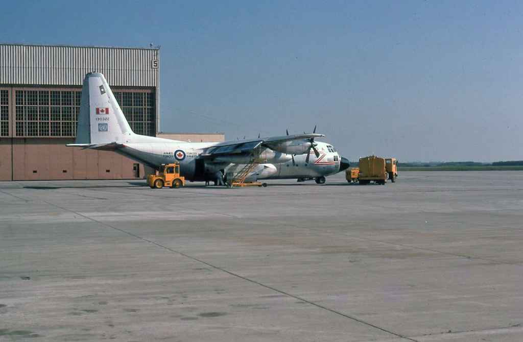 Canadian Armed Forces C130 Hercules 130318 at CFB Namao August 1974.
