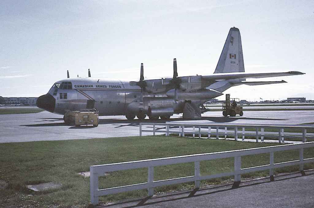 Canadian Armed Forces C130 Hercules 130311 at Vancouver May 1973.