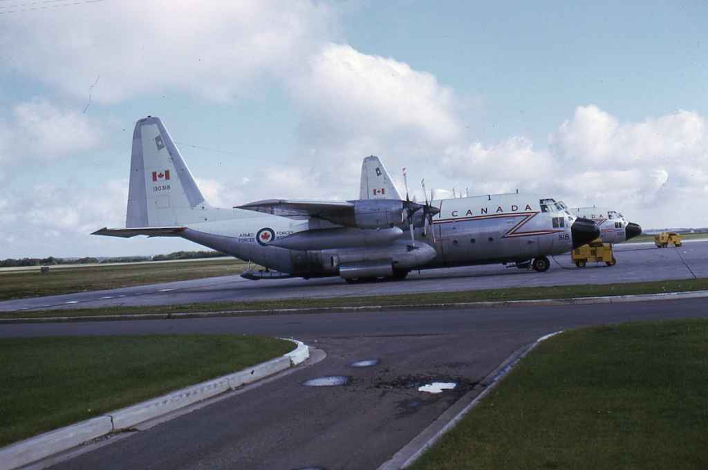 Canadian Armed Forces C130 Hercules 130318 at CFB Edmonton September 1973.