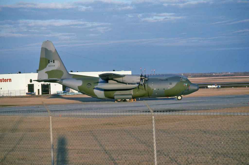 Canadian Armed Forces C130 Hercules 130308 at Edmonton April 1986.
