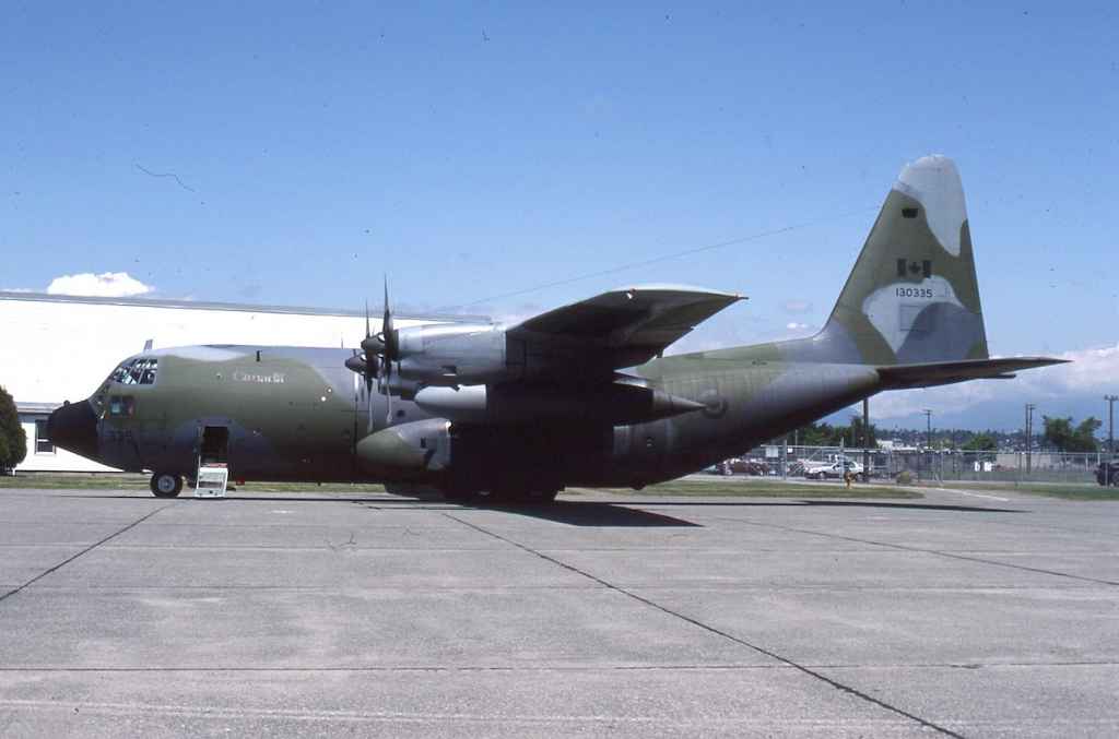 Canadian Armed Forces C130 Hercules 130335 at Vancouver July 1987.