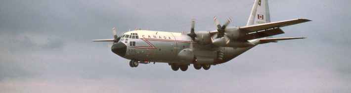 RCAF & Canadian Armed Forces Lockheed C130 Hercules 1960s-1990s Service History – Photo History Canadian Armed Forces C130 Hercules 130323 arriving Abbotsford August 1976.