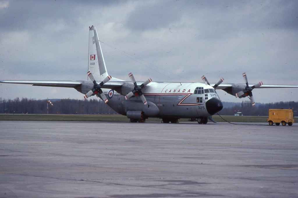 Canadian Armed Forces C130 Hercules 130325 at CFB Trenton November 1979.