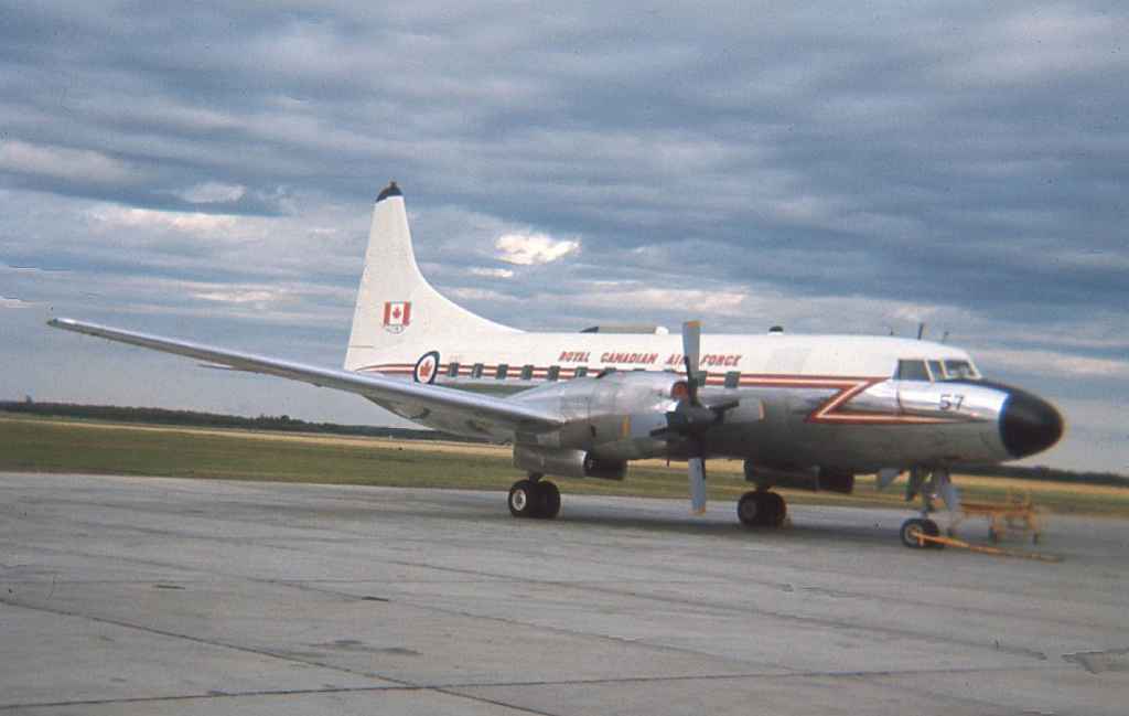 RCAF Royal Canadian Air Force Canadair CC-109 Cosmopolitan 109157 at Cold Lake 1967.